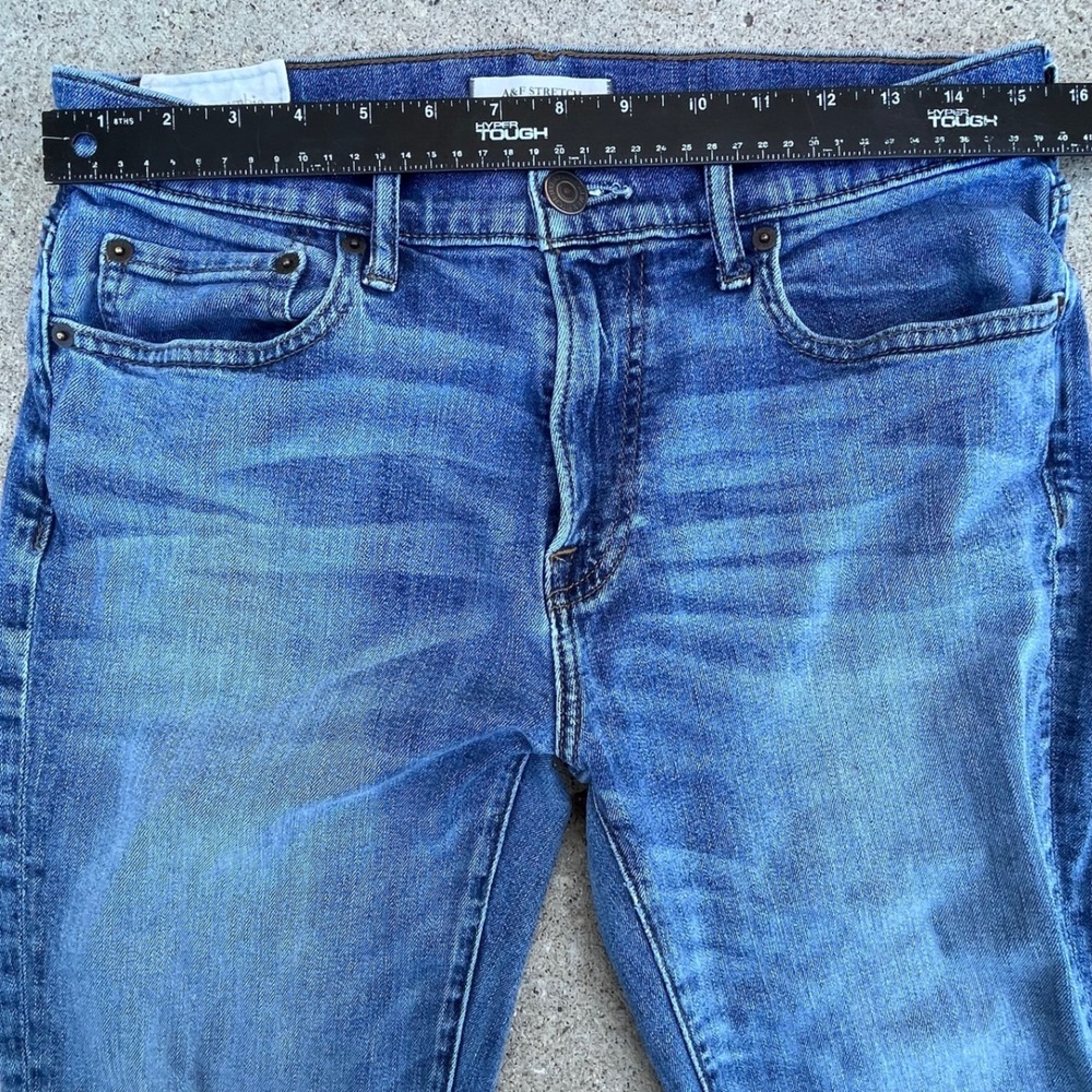 Abercrombie & Fitch Mens Bootcut Jeans Medium Wash A&F Stretch 31x32 Blue - Picture 6 of 7